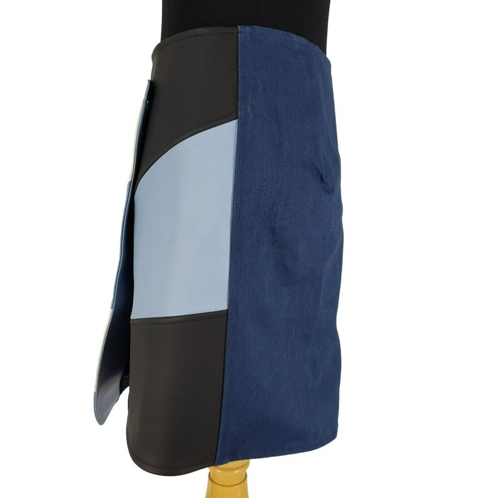 Miko Miko Stripe Skirt Faux Leather Blue White Mod Retro Futuristic Cosplay - Picture 6 of 16